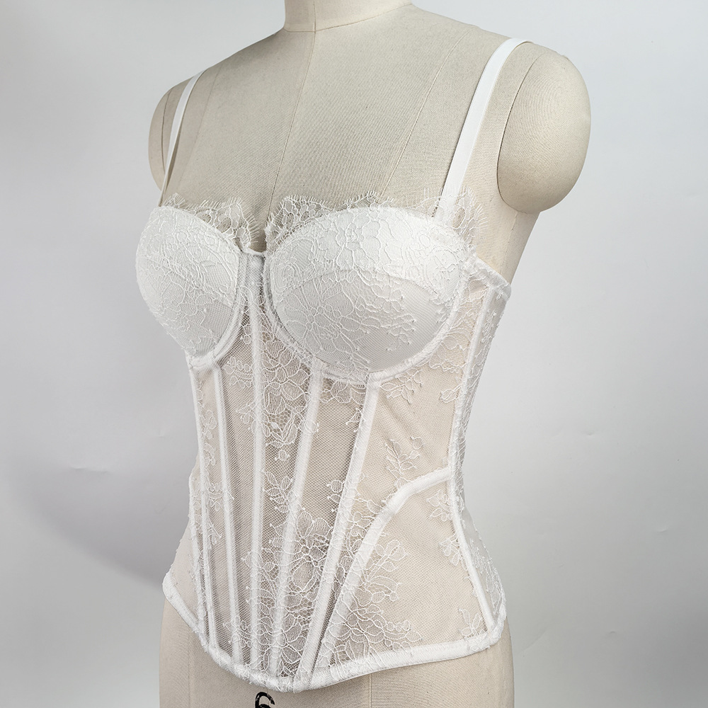 Womens Lace Corset Bustier Ladies Trendy Tightened Fishbone Bra Tops Vest